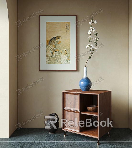 Flora Flower Vase Decorative Painting with Side Cabinet model