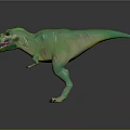 Green T-Rex With Pink Spots Open Mouth Sharp Teeth Standing Pose On Gray Background 3d model