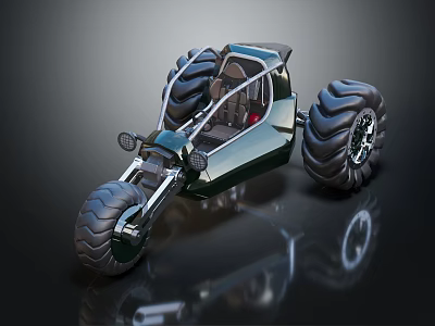 Modern Off Road Vehicle Featuring Oversized Tires And Open Cockpit Design 3d model