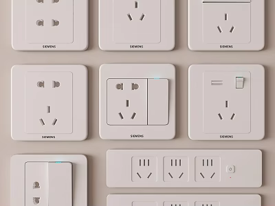 Modern White Levania Electrical Switch And Socket Panels With Various Functions For Home Use 3d model