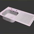 White Kitchen Sink With Integrated Drainage Board For Home Daily Use