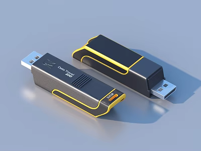 Portable Black And Yellow USB Flash Drives For Daily Life Data Storage 3d model