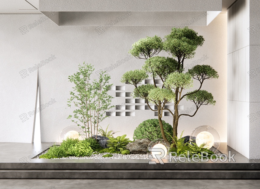 Modern indoor plant sketch landscape landscaping plant pile plant combination courtyard landscape sketch model