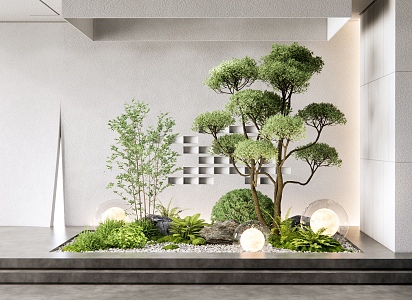 Modern indoor plant sketch landscape landscaping plant pile plant combination courtyard landscape sketch 3d model