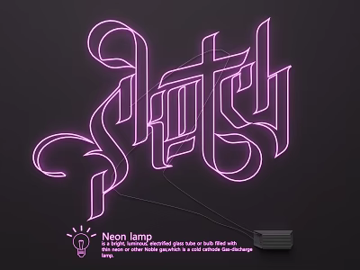 Artistic Neon Lamp With Stitch Font Design LED Lights USB Port And Energy Efficiency 3d model
