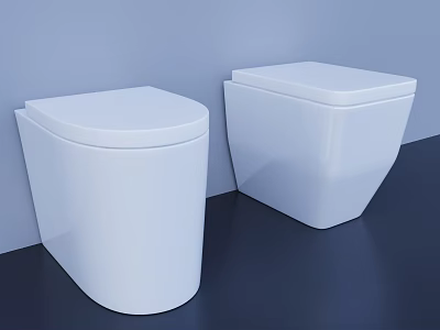 Two Modern White Toilets With Sleek Contemporary Design In Bathroom Space 3d model