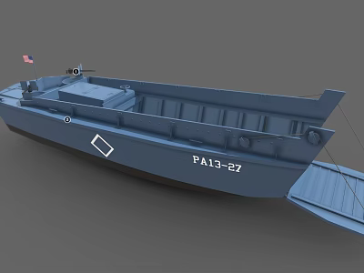 Blue Yacht Exterior With American Flag And PA13 27 Number 3d model