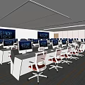 Modern Monitoring Room Command and Control Hall Monitoring Hall Dispatching Command Center Office Desk and Chair 3d model