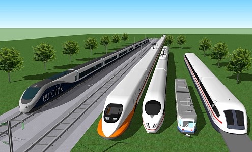 Modern high-speed rail train EMU high-speed rail 3d model