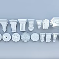 Various Classical Column Capitals With Ornate Designs And Intricate Carving Details