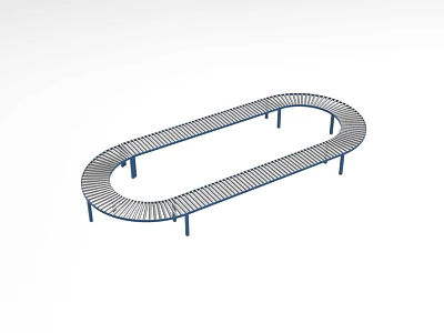 Curved Metal Track Structure With Slender Rails And Support Legs 3d model