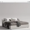 Modern Double Bed With Gray Bed Sheets White Pillows And Soft Blanket