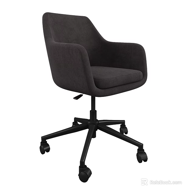Dark Gray Office Chair With Padded Seat Backrest And Five Wheel Base 3d model 