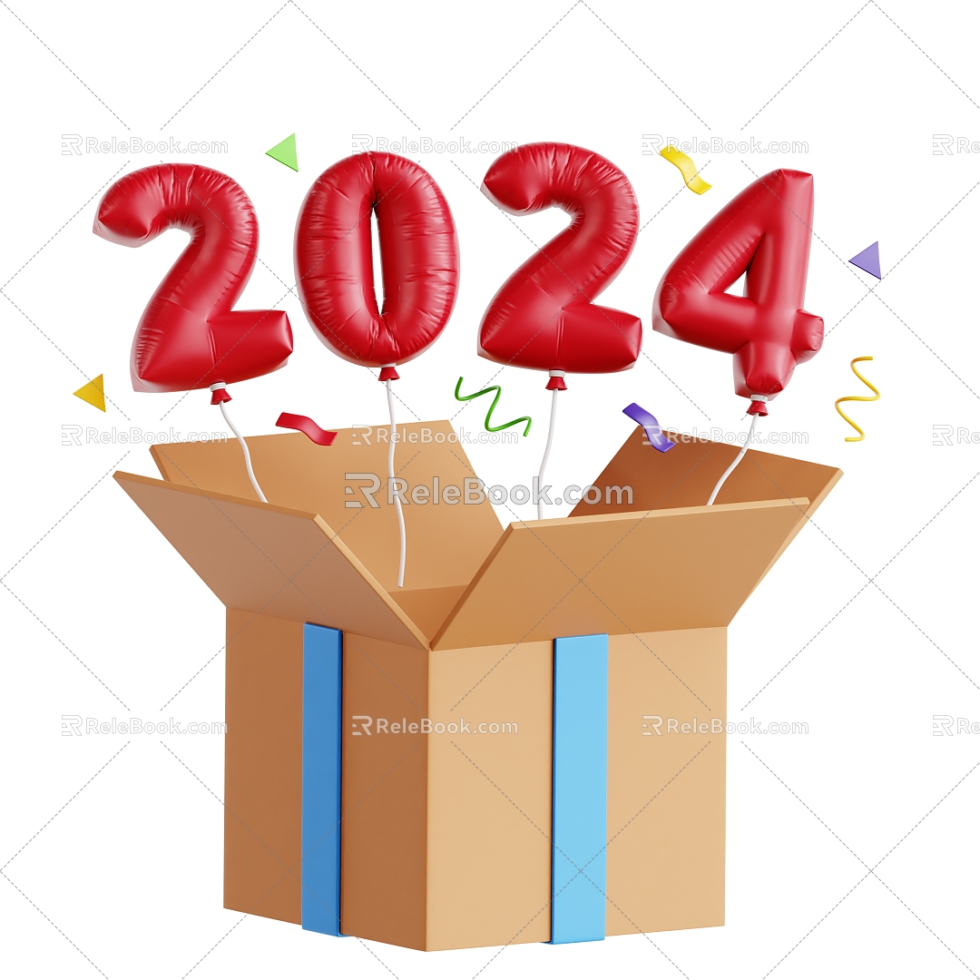 Modern 2024 Gift Box Cartoon Box 3d model