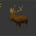 Realistic Brown Moose With Large Antlers 3D Rendered On Gray Background