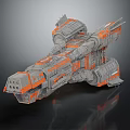 Gray and Orange Cosmic Spaceship with Modular Design and Mechanical Components for Interstellar Exploration 3d model