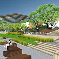 Scenic Waterside Landscape With Walkway Green Trees And Leisure Facilities
