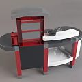 Tefal Commercial Kitchen Play Equipment With Red Grey Counter Sink Stove And Cabinets