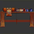 Wooden Workbench Interior With Blue Mat And Colorful Craft Tools