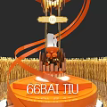 Decorative Installation With Orange Spiral Structure Wheat Ears Surrounding And Illuminated Top