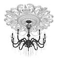 Ornate Crystal Chandelier With Intricate Carved Details And Hanging Crystal Pendants