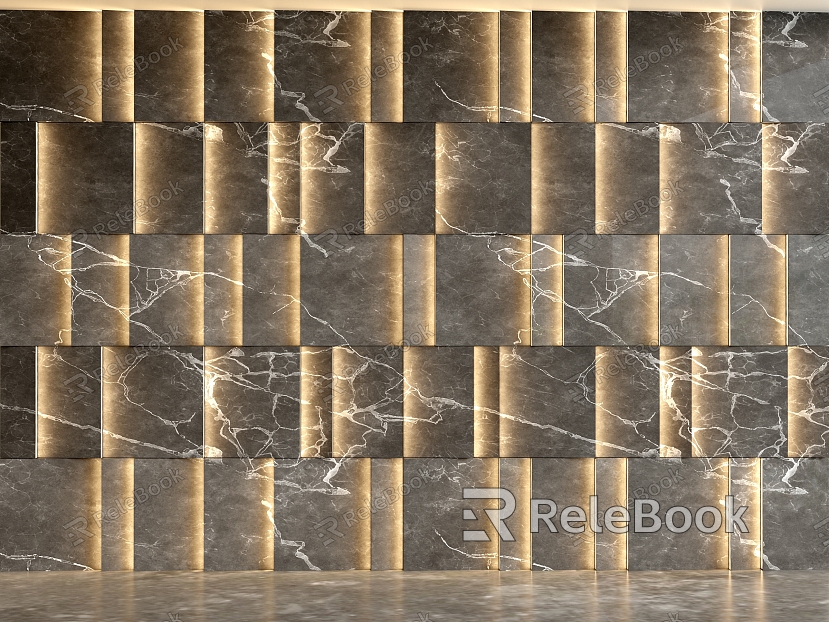 Background wall Front desk background wall lights with modeling background wall model