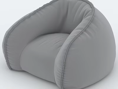 Gray Soft Bean Bag Chair With Curved Design And Comfortable Fabric 3d model