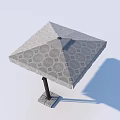 Outdoor Square Umbrella With Circular Pattern And Dark Pole Square Base 3d model