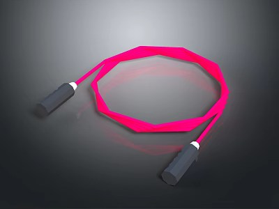 Pink Jump Rope Fitness Equipment With Black Handles For Exercise 3d model