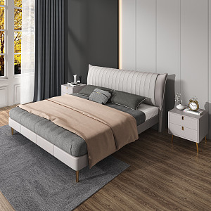 Modern Background Double Bed Soft Bed 3d model