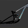 Mountain Bike Frame with Rear Suspension Black and White Design Blue Accent Letters