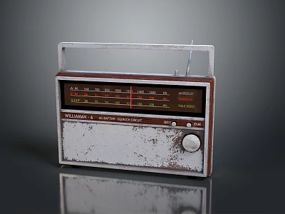 Vintage Rusted Portable Radio With Retro Design Classic Tuning Dial And Handle 3d model