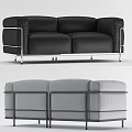 Modern Two Seater Sofa in Black and Gray with Metal Frame Design 3d model