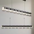Modern Linear Chandeliers With Sleek Metal Frames Layered Glass Panels And LED Lighting