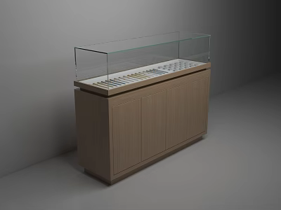 Modern Wooden Display Showcase With Transparent Glass Cover And Storage Space 3d model