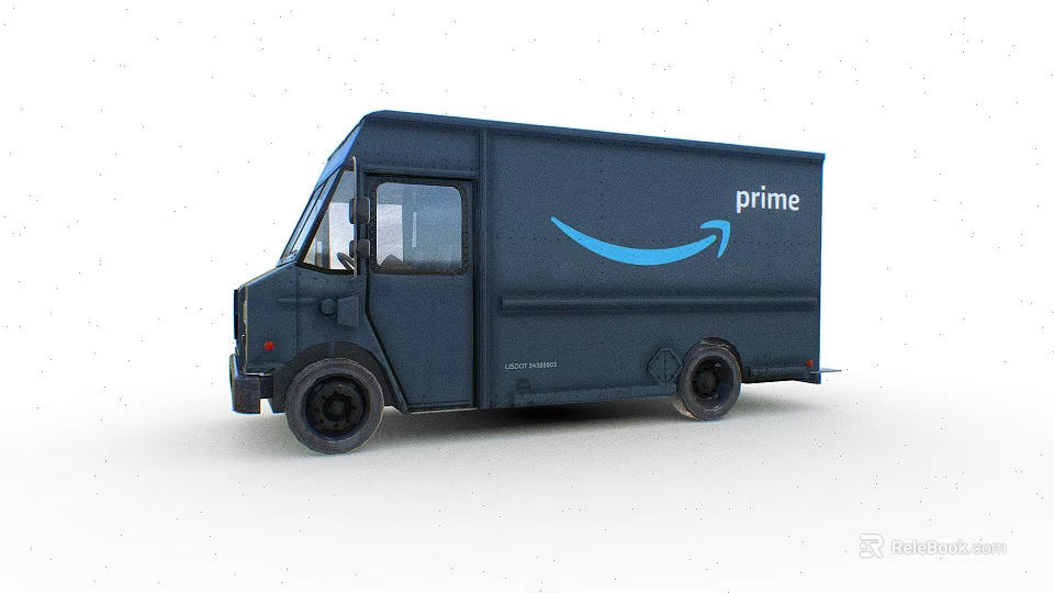 Amazon Prime Delivery Van Blue Commercial Logistics Service Vehicle With Brand Logo 3d model 