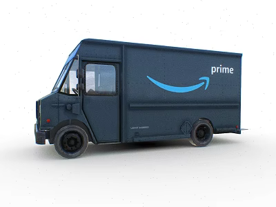 Amazon Prime Delivery Van Blue Commercial Logistics Service Vehicle With Brand Logo 3d model
