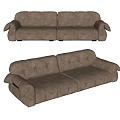 Brown Multi Seat Sofa With Tufted Buttons And Stitched Armrest Design For Living Space