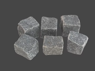 Natural Gray Stone Cubes And Wooden Materials For Decorative Displays 3d model