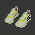 Lightweight White Sports Shoes With Yellow Accents Black Logo And Modern Design