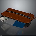 Red Leather Wallet with Zipper Closure Holding Cash and Cards for Daily Use