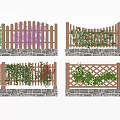 Colorful Wooden Garden Fences With Various Designs Climbing Plants And Stone Base