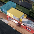 Colorful Container Building With Multi Level Structure And Green Outdoor Space 3d model
