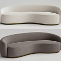 Curved Upholstered Multi Person Sofa In Beige And Gray With Dark Base