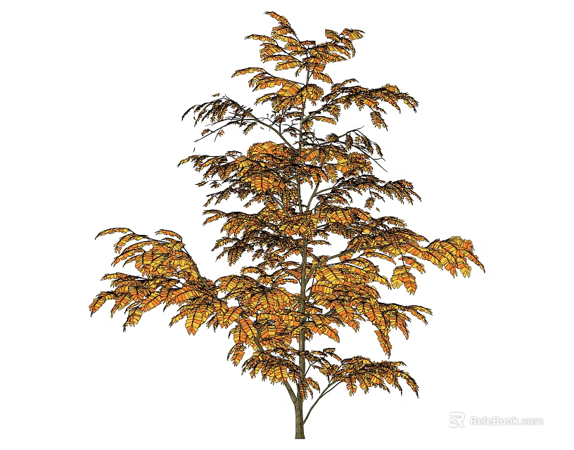 Golden Leaf Shrub With Vibrant Autumn Foliage For Garden Landscaping Design 3d model 