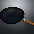 Traditional Black Non Stick Wok With Wooden Handle For Home Cooking