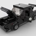 Black Building Block Car Model With Open Hood And Doors Design