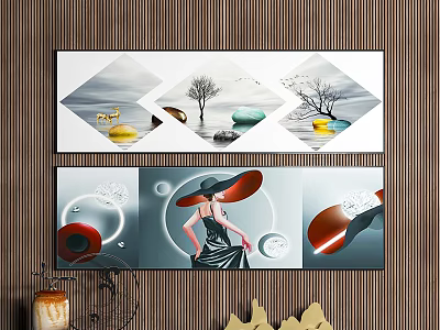 Modern Wall Art Decor With Tree Stone And Elegant Female Figure Design 3d model