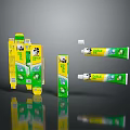 Green Yellow Toothpaste Tubes With Unfolded Packaging Box And Teeth Design For Daily Living Essentials