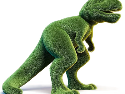 Cute Green Dinosaur Plush Toy with Soft Texture and Standing Pose Design 3d model